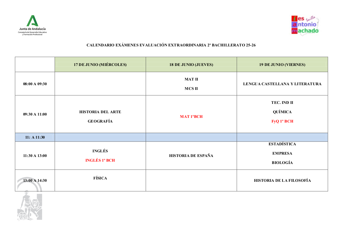 Featured image for “Calendario de exámenes extraordinaria 2º Bachillerato”